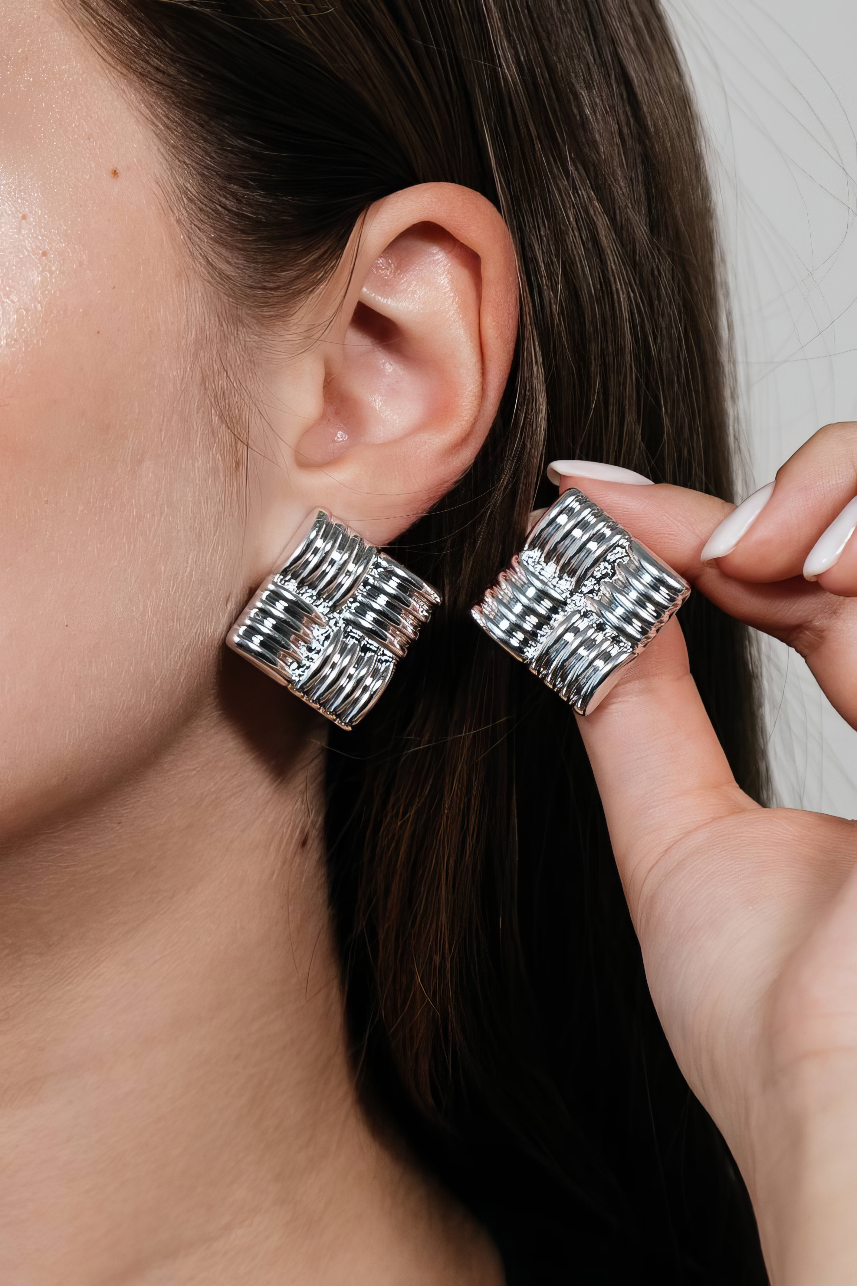 Silver Woven Earrings